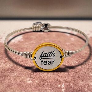 Luca and Dani Faith Over Fear Inspirational Bangle Bracelet Unisex